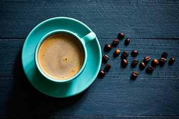 Coffee, blue, coffee bean, coffee beans, cup, drinks, blue cup, cups, blue cups, drink HD wallpaper