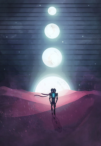 Art, Planets, Alien, Bright, Glow, Robot, Stranger HD phone wallpaper