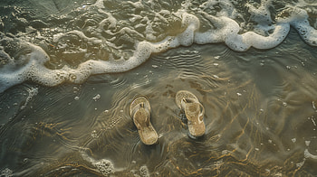 Serene Flip Flops by the Shore - Ultra, flip flops, beach, ocean, wave, summer, Ocean Waves HD wallpaper
