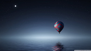 above-, mist, Stars, Moon, water, Balloon HD wallpaper
