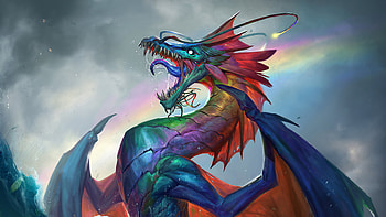 Rainbow Dragon , dragon, artist, artwork, digital-art, artstation HD wallpaper