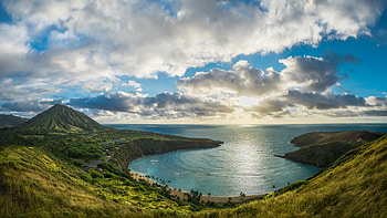 Hawaii, Hanauma Bay, , Coastline, Bay, Cloud, Horizon, Mountain, Ocean, Sea HD wallpaper