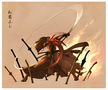 Guilty Gear, sword, anime, baiken, girl HD wallpaper