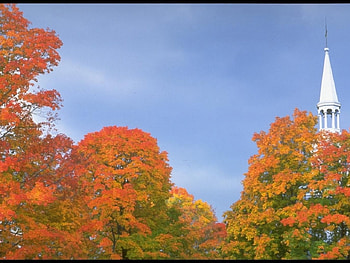 Chapel in autumn, autumn, season, tree, red HD wallpaper