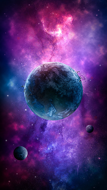 Space Planets Galaxy, atmosphere, art, moon, spaceart, earth, milkyway, hop HD phone wallpaper