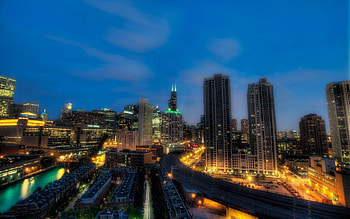 Cities, Night, City Lights, Skyscrapers, r, Chicago, Illinois HD wallpaper