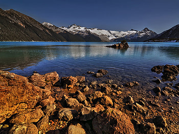 Liberty, coral, landscape, mountain, reflection, stone, nature, sky, water, rivers, cloud HD wallpaper