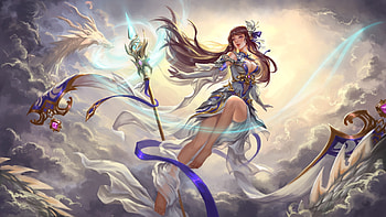 Fantasy girl, girl, bokun an, fantasy, yellow, blue HD wallpaper