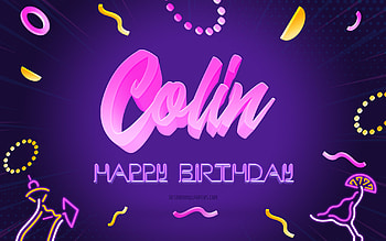 Happy Birtay Colin, , Purple Party Background, Colin, creative art, Happy Colin birtay, Colin name, Colin Birtay, Birtay Party Background HD wallpaper