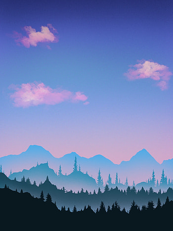 Landscape, Trees, Art, Mountains HD phone wallpaper