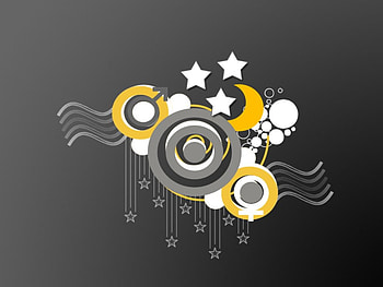 Stars and the Moon, circles, black, art, stars, vector art, gray, moon, yellow, vector, lines HD wallpaper