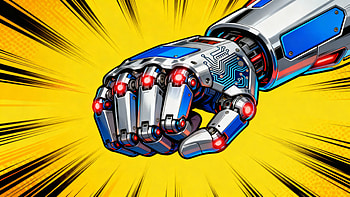 Cyber Fist — | Neon Robotic Hand | Mechanical Punch | Circuit Glove HD wallpaper