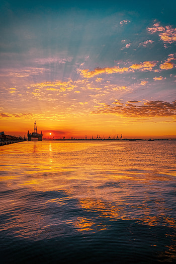 Nature, Sunset, Horizon, Pier, Water Surface, Wharf HD phone wallpaper