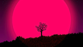 The Lone Tree , tree, pink, artist, artwork, digital-art, deviantart HD wallpaper