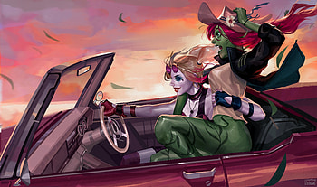 Harley Quinn With Poison Ivy Fun , harley-quinn, poison-ivy, superheroes, artwork HD wallpaper