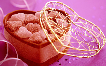 Food, Candies, Patterns, Box, Cap, Gift, Present, Heart, Lid, Marmalade HD wallpaper