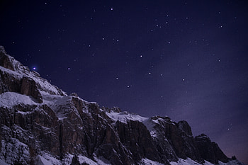 Alpine, mountains, blue sky, night HD wallpaper