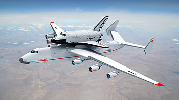 Antonov AN-225 and Buran Space Shuttle, space, aircraft, space shuttle, airplane HD wallpaper