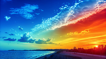 Rainbow Sunset Beach — Ultra, beach, ocean, sky HD wallpaper