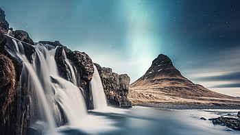 Long Exposure Waterfall Landscape , waterfall, long-exposure, landscape, stars, nature HD wallpaper