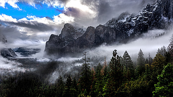 Mountain, winter, nature, rocks HD wallpaper