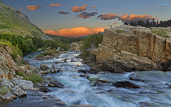 As The River Flows, river, landscape, clouds, sky, nature, water, rocks, glacier HD wallpaper