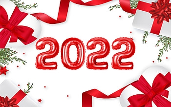 2022 red realistic balloon digits, , 2022 year numbers, Happy New Year 2022, red realistic balloons, 2022 concepts, 2022 new year, 2022 on white background, 2022 year digits HD wallpaper