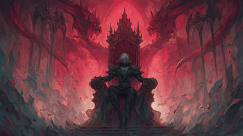 Vampire on the Red Throne, red, vampire, throne HD wallpaper