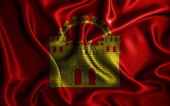 Merida flag, , silk wavy flags, spanish cities, Day of Merida, Flag of Merida, fabric flags, 3D art, Merida, cities of Spain, Merida 3D flag HD wallpaper