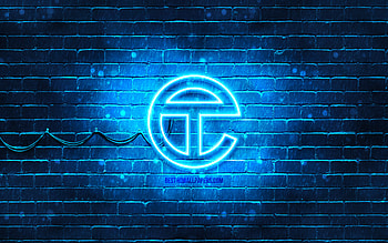 Telfar blue logo, , blue brickwall, Telfar logo, brands, Telfar neon logo, Telfar HD wallpaper
