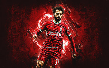 Mohamed Salah, Liverpool FC, Egyptian footballer, grunge art, Salah art, red stone background, Premier League, England, soccer HD wallpaper