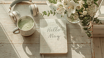 Hello May — Cozy White Aesthetic HD wallpaper