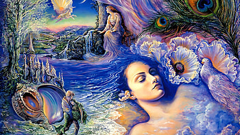 Josephine Wall, Ethereal beauty, Mystical realms, Whimsical scenes HD wallpaper