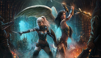 Mayhem Ardulace And Nicole, fantasy-girls, artist, artwork, digital-art, artstation, warrior HD wallpaper