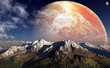 Nature, Sky, Mountains, Moon HD wallpaper