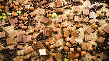 Food, Chocolate, Coffee, Nuts, Varieties, Tiles HD wallpaper