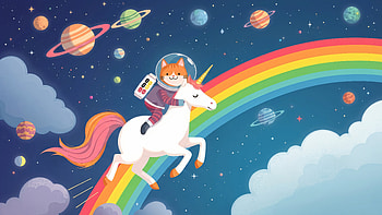 Cat Astronaut Rainbow Unicorn, cat, astronaut, rainbow, unicorn, artist, artwork, art, digital-art, ai, deviantart HD wallpaper
