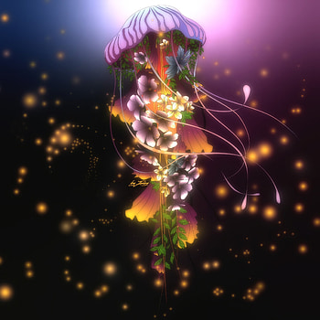 Art, Flowers, Jellyfish, Glow HD phone wallpaper
