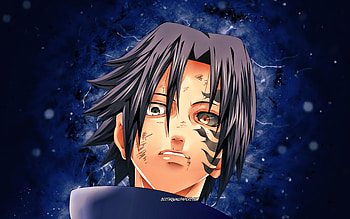 Sasuke Uchiha, blue neon lights, protagonist, Naruto characters, creative, Naruto, manga, Uchiha Sasuke, samurai, Sasuke Uchiha Naruto HD wallpaper