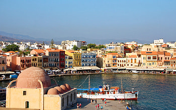 Chania, Crete, Venetian port, Sunset HD wallpaper