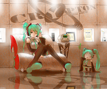 Hatsune Miku, blue, heads, hachune miku, vocaloid, miku, chibi, brown, vocaloids, hatsune, crypton, thighhighs, aqua eyes, chibi miku, sexy, skirt, twintail, hot, headset, aqua, diva, tie, little, anime, aqua hair, red, idol, virtual HD wallpaper
