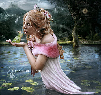 frog prince, girl, frog, beauty, lake, fantasy, abstract, castle, mountains, forest HD wallpaper
