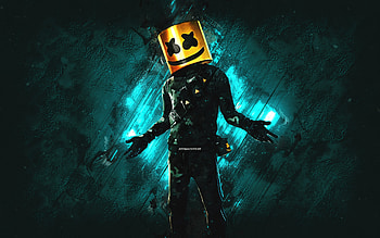 Fortnite Toasted Marshmello Skin, Fortnite, main characters, blue stone background, Toasted Marshmello, Fortnite skins, Toasted Marshmello Skin, Toasted Marshmello Fortnite, Fortnite characters HD wallpaper