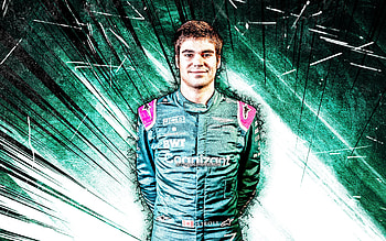 Lance Stroll, grunge art, Aston Martin F1 Team, canadian racing drivers, Formula 1, green abstract rays, F1 2021, Lance Stroll Aston Martin HD wallpaper