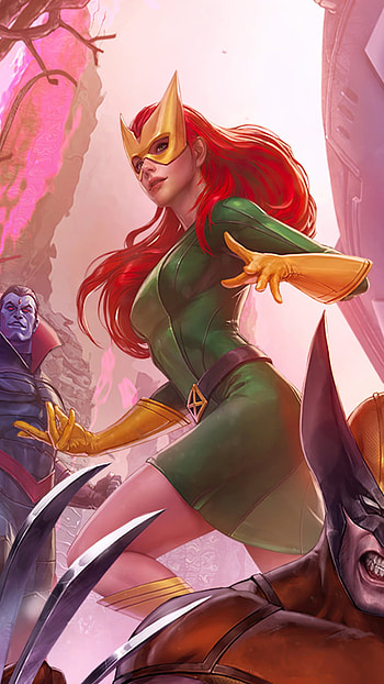 Wolverine, red hair, Jean Grey, video game HD phone wallpaper
