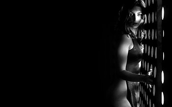 Hermina Dragos, sexy, white, black, model, beautiful, people HD wallpaper