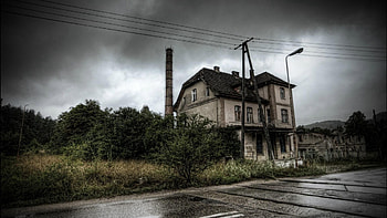 Cities, Grass, Building, Overcast, Mainly Cloudy, r, Abandoned HD wallpaper