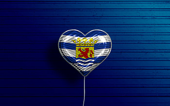 I Love Zeeland, , realistic balloons, blue wooden background, Day of Zeeland, dutch provinces, flag of Zeeland, Netherlands, balloon with flag, Provinces of Netherlands, Zeeland flag, Zeeland HD wallpaper