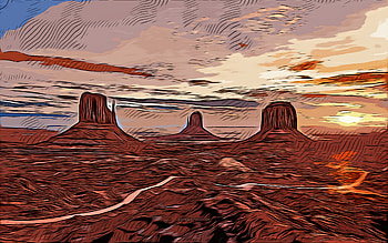 Monument Valley, , vector art, Monument Valley drawing, creative art, Monument Valley art, vector drawing, abstract nature, Arizona, USA HD wallpaper