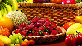 Fruits, Food, Strawberry, Grapes HD wallpaper
